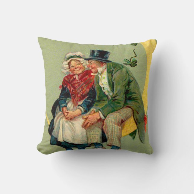 Fyrklövra Måne Leprechaun Shamrock Kudde (Framsida)