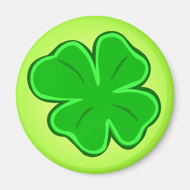 Fyrklövrare Grönt Lucky Shamrock Magnet (Framsidan)