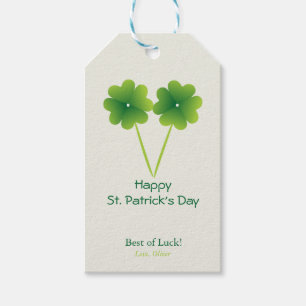 Fyrlövd klöver St. Patrick's Day Presentetikett