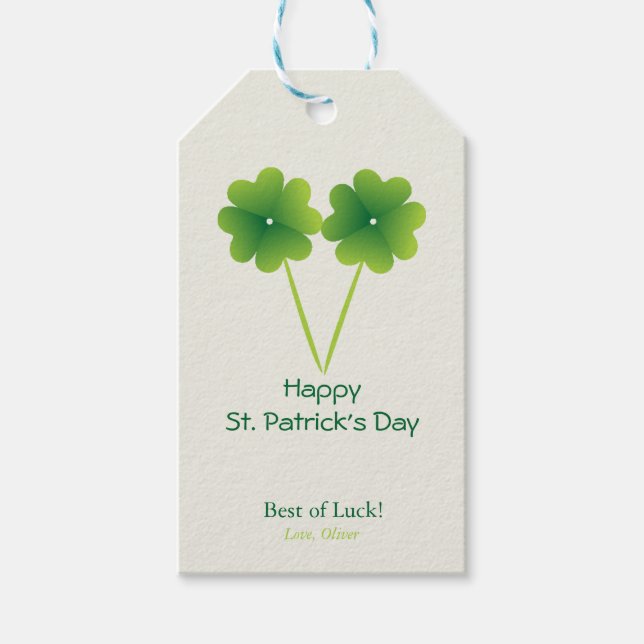 Fyrlövd klöver St. Patrick's Day Presentetikett (Framsidan)
