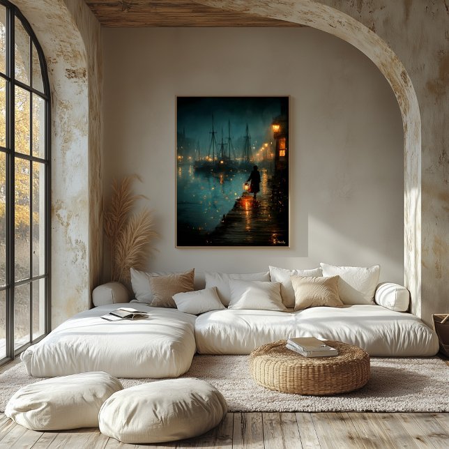 Fyrobäraren vid hamnen canvastryck (Skapare uppladdad)