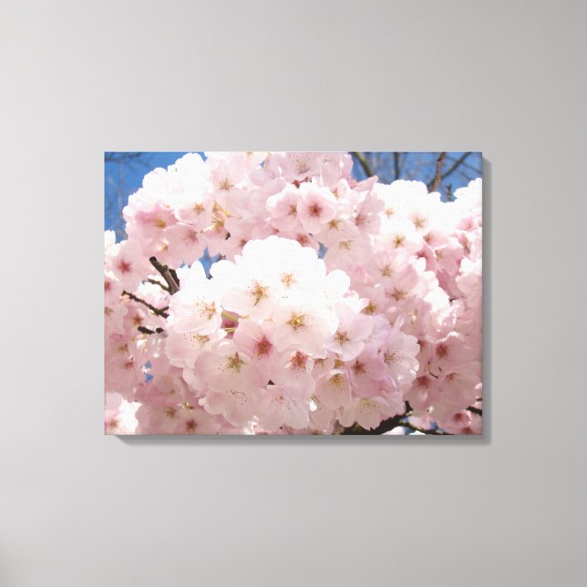 Fyrpanelsträd Blommor Blommar Vår Träd Canvastryck (Framsida)