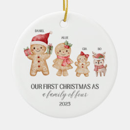Fyrpersons Familjeornament Julgransprydnad Keramik