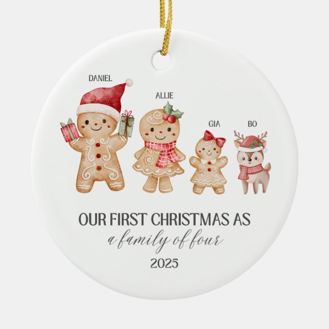 Fyrpersons Familjeornament Julgransprydnad Keramik (Framsidan)