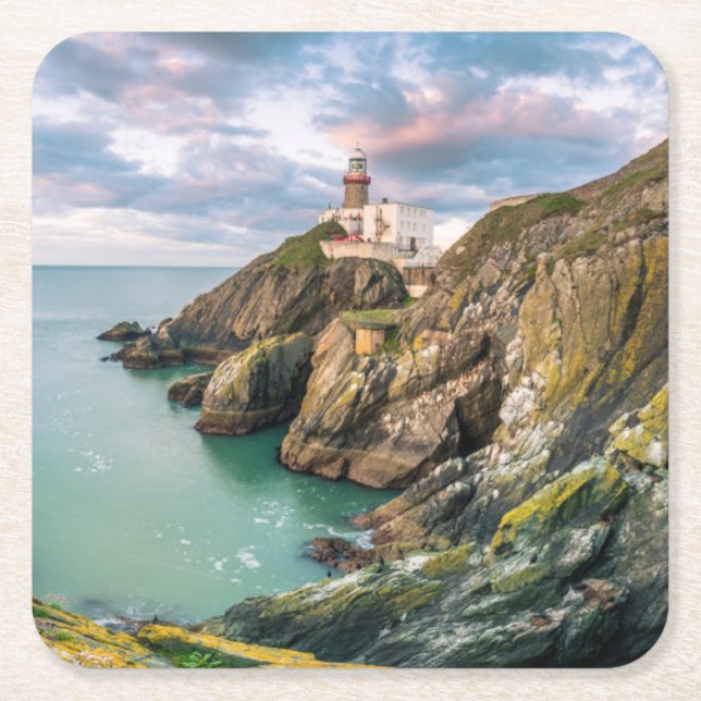 Fyrskåp | Baily Lighthouse Dublin, Irland Underlägg Papper Kvadrat (Framsidan)