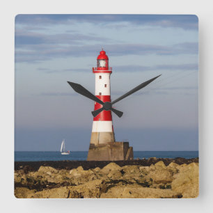 Fyrskåp   Beachy Head Lighthouse England Fyrkantig Klocka