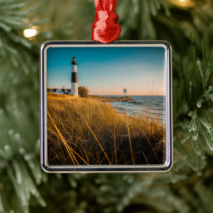 Fyrskåp Big Sable Lighthouse Ludington, MI Julgransprydnad Metall