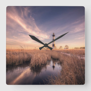 Fyrskåp Bodie Island Outerbanks NC Fyrkantig Klocka