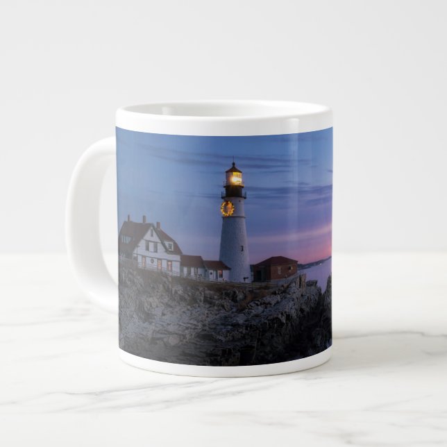 Fyrskåp | Cape Elizabeth Maine Lighthouse Jumbo Mugg (Framsida vänster)