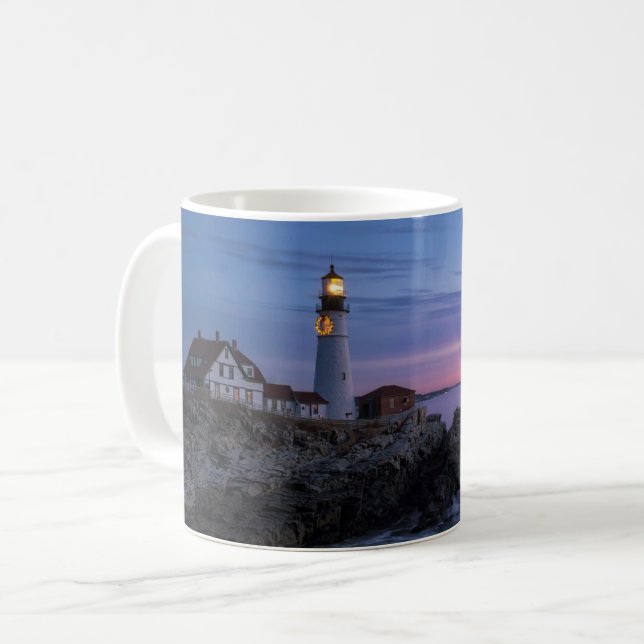 Fyrskåp | Cape Elizabeth Maine Lighthouse Kaffemugg (Framsida vänster)