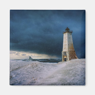 Fyrskåp Frankfort Lighthouse Sjö Michigan Magnet