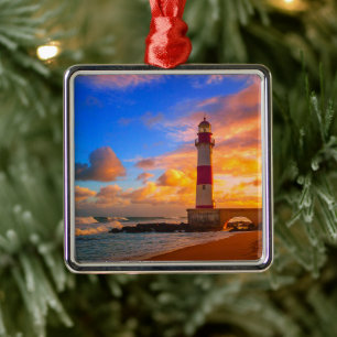 Fyrskåp Itapuã Brasilien Lighthouse Julgransprydnad Metall