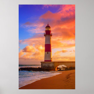 Fyrskåp Itapuã Lighthouse Bahia Brasilien Poster