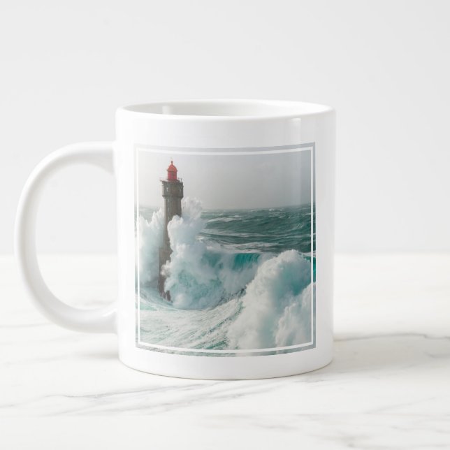 Fyrskåp | Jument Lighthouse Ouessant Frankrike Jumbo Mugg (Vänster)