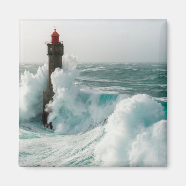 Fyrskåp | Jument Lighthouse Ouessant Frankrike Magnet (Framsidan)