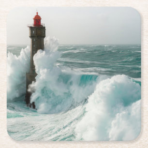 Fyrskåp Jument Lighthouse Ouessant Frankrike Underlägg Papper Kvadrat