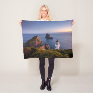 Fyrskåp Lighthouse Cape Brett Nya Zeeland Fleecefilt