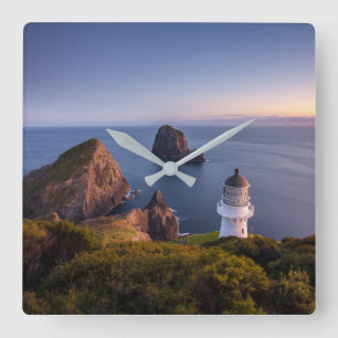 Fyrskåp Lighthouse Cape Brett Nya Zeeland Fyrkantig Klocka