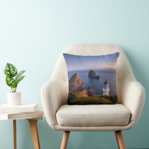 Fyrskåp Lighthouse Cape Brett Nya Zeeland Kudde
