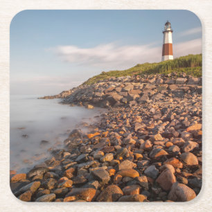 Fyrskåp   Montauk Point Long Island Underlägg Papper Kvadrat