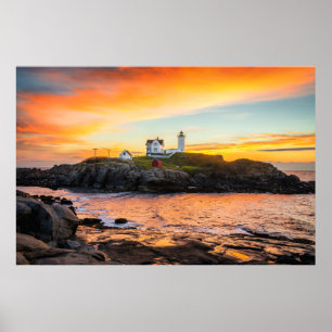 Fyrskåp Nubble Lighthouse Maine Poster