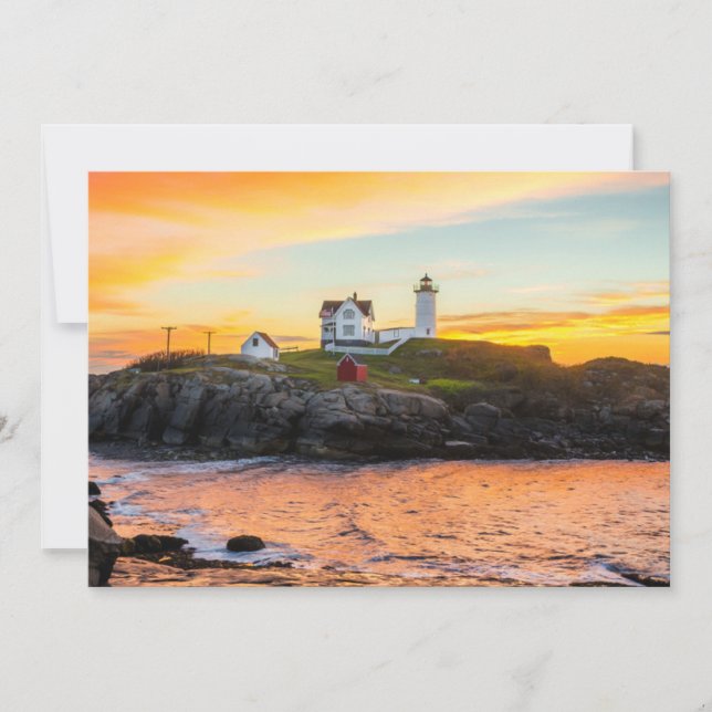 Fyrskåp | Nubble Lighthouse Maine Tack Kort (Framsida)