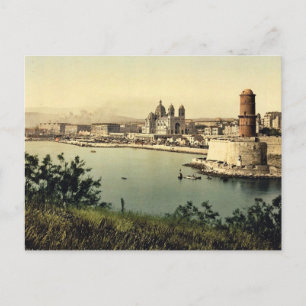 Fyrskåp och katedral, Marseilles, Frankrike v Vykort