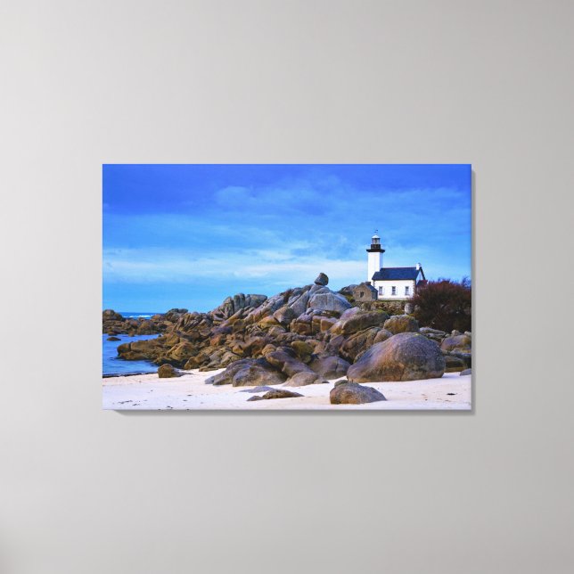 Fyrskåp | Phare de Pontusval Frankrike Finistere Canvastryck (Framsida)