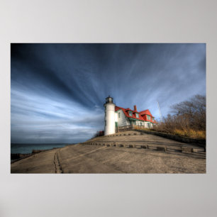 Fyrskåp Point Betsie Sjö Michigan Poster