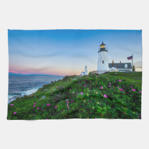 Fyrskåp Point Lighthouse Bristol Maine Kökshandduk