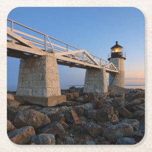 Fyrskåp Port Clyde Maine Lighthouse Underlägg Papper Kvadrat