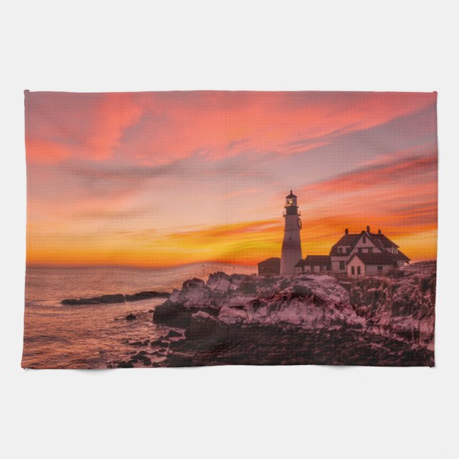 Fyrskåp | Portland Head Cape Elizabeth Maine Kökshandduk (Horisontell)