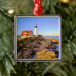 Fyrskåp   Rockport Lighthouse Maine Julgransprydnad Metall