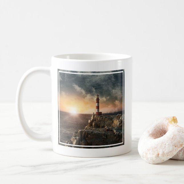 Fyrskåp | Röda och vita fyr Kaffemugg (Med munk)