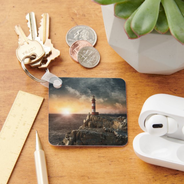 Fyrskåp | Röda och vita fyr Nyckelring (Skrivbord)