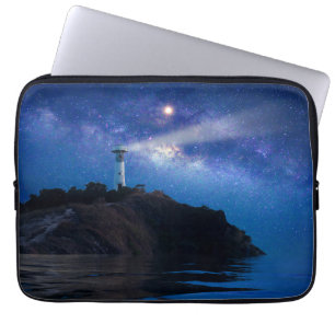 Fyrskåp Starry Night Lighthouse Laptop Fodral