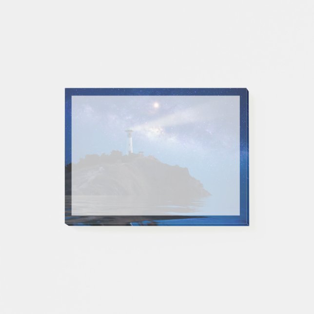 Fyrskåp | Starry Night Lighthouse Post-it Block (Framsida)