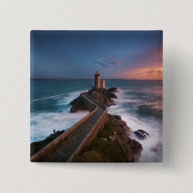 Fyrsolnedgång Plouzané | Finistère, Brittany Knapp (Framsida)