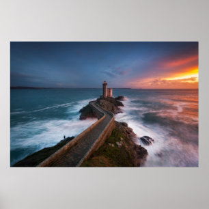 Fyrsolnedgång Plouzané Finistère, Brittany Poster