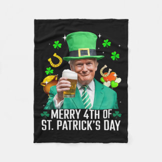 Fyrth of St patrick's day Funny Trump Leprecha Fleecefilt