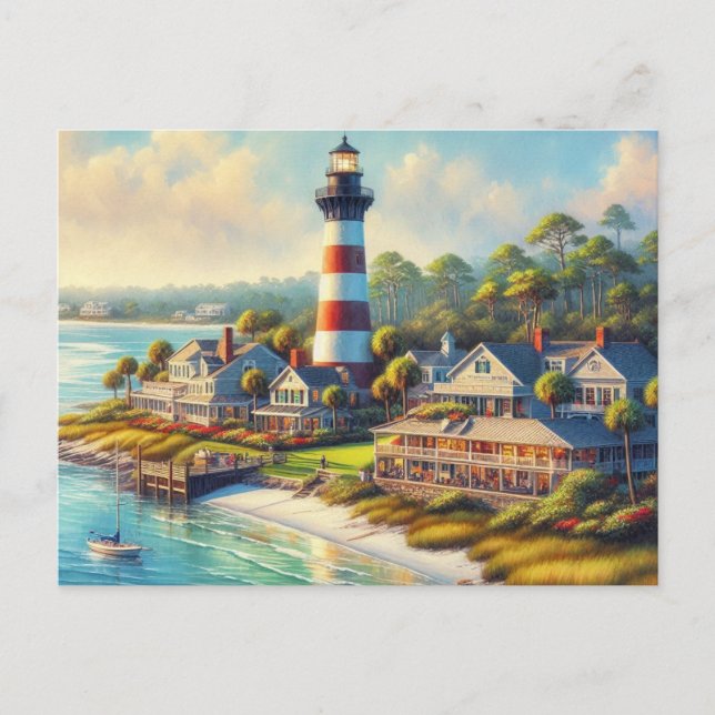 Fyrthouse på Harbor Town South Carolina Vykort (Framsida)