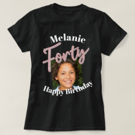 Fyrtio 40:e födelsedagsfotoskript rosa silver t shirt