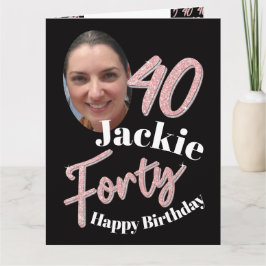 Fyrtio 40:e födelsedagsfotoskriptet ro rosa kort