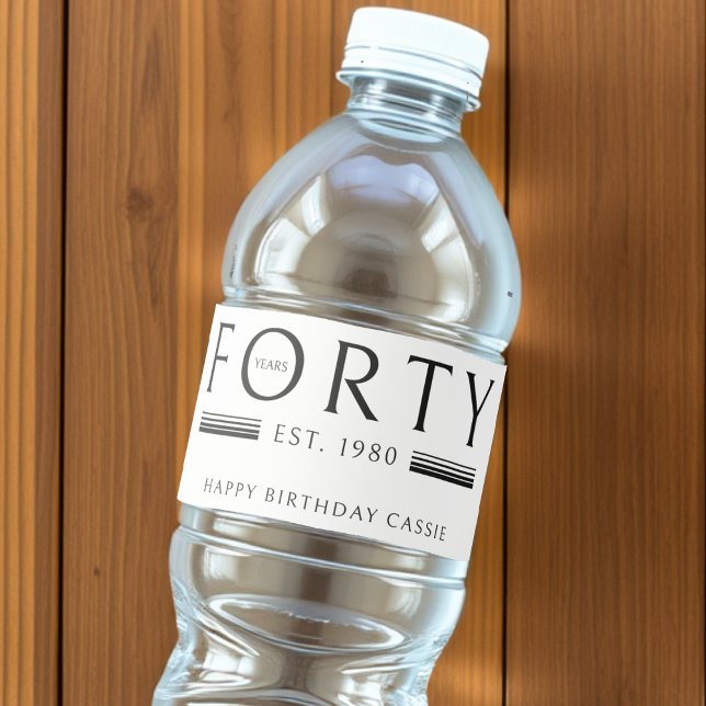 Fyrtio år 40:e födelsedagen vattenflaska etikett (Forty Years 40th Birthday Water Bottle Label
)