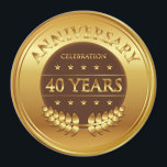 Fyrtio år Firande Guld Medal Magnet<br><div class="desc">Fyrtio år efter firande guld utmärkelsen med en lagerkrans.</div>