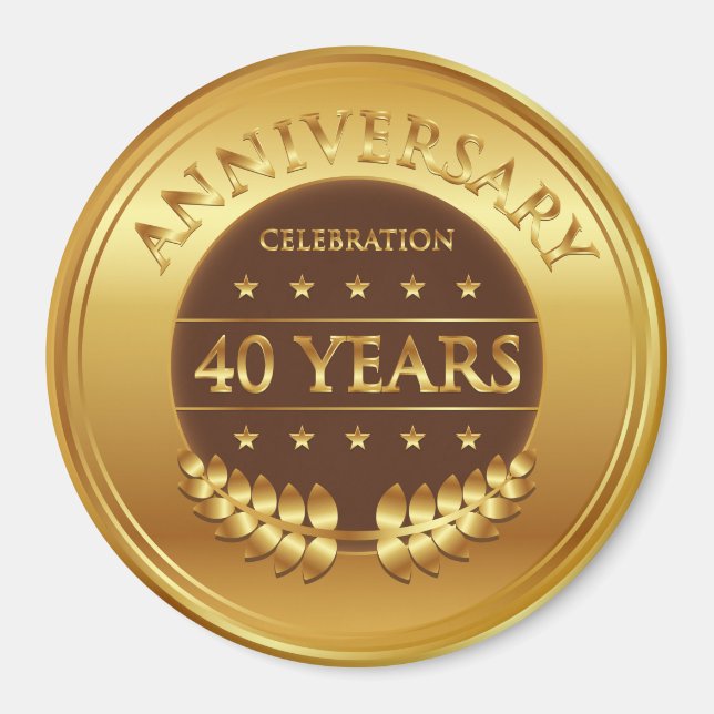 Fyrtio år Firande Guld Medal Magnet (Framsidan)