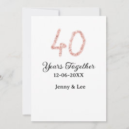 Fyrtio år tillsammans svart rosa glitter fet bokst inbjudningar