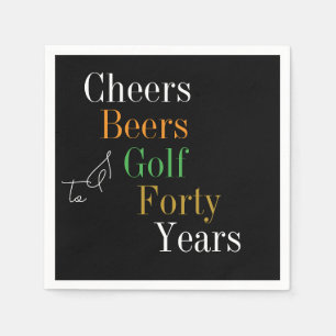 Fyrtio Cheers Öl Golf Black Guld 40:e födelsedagen Pappersservett