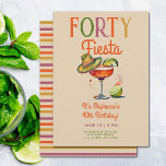 Fyrtio Fiesta Colorful Margarita 40:e födelsedagen Inbjudningar<br><div class="desc">En roligt,  färgfull 40-dagars inbjudan till fester för kvinnor med ett fiestatema,  med en vattenfärgsmålning av ett margaritaglas med en liten sombrero på det. En lycklig-design för en 40-årsdag inbjudan för en kvinna på hennes fyrtioårsdag som firar med en cocktails-timmars födelsedag,  en margaritas party,  en fiesta..</div>