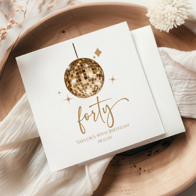 Fyrtio Guld Disco Boll 40:e födelsedagen Party Pappersservett (Skapare uppladdad)
